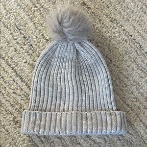Hat Attack Light Gray Knit Beanie with Pom-Pom